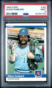 1984 FLEER GLENN HUBBARD #182 * BRAVES * SNAKE * MINT PSA 9 - Picture 1 of 1
