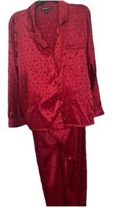 Conjunto de pijama de satén rojo INC International Concepts talla L manga larga y pantalones usado en excelente estado - Imagen 1 de 6