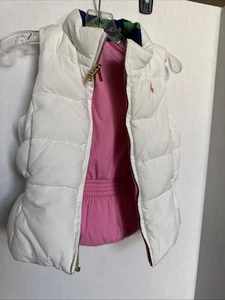 Ralph Lauren Reversible Puffer Vest Girls Size 5 Pink White Gold Hardware EUC - Picture 1 of 10