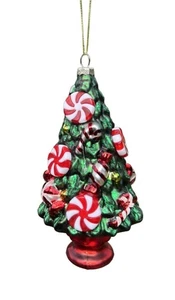 Christbaumschmuck aus Glas mit Pfefferminzbonbons und Zuckerstangen - Bild 1 von 4