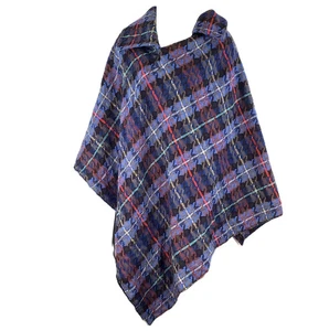 Vivienne Westwood Blue Multicoloured Pure Wool Tartan Collared Cape M - Picture 1 of 5