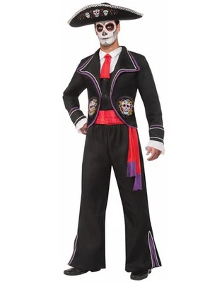 Hombre Día de Muertos Mariachi Disfraz Novedades Macabro Halloween Vestido Elegante Foto 1 de 2