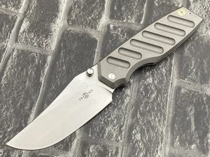 Twosun Folding Knife 14C28N Titanium Handle Outdoor Pocket knife TS553-14C-Gray - Picture 1 of 11