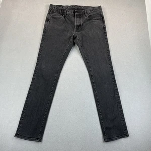 John Varvatos Bowery Slim Straight Jeans Mens 34 Black Gray Denim Stretch USA - Afbeelding 1 van 20