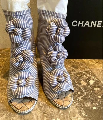 Chanel Camelia Suela de Cuña Corta Botas Botines Zapatos Mujer Talla 36 COCO MARK  Foto 1 de 4