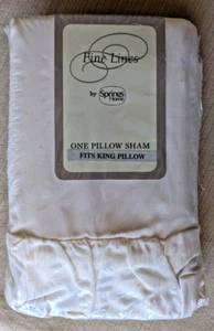 Vintage King Size gerüschtes Kissen Schein - feine Linien/Federn Home - Elfenbein - Made in USA - Bild 1 von 5