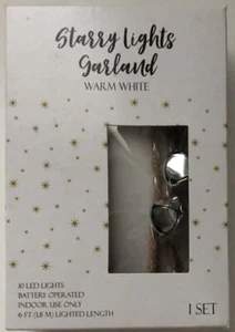 Starry Lights Garland Warm White 10 LED Lights Battery Operated Indoor 6 Ft - Picture 1 of 4