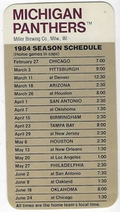 1984 Michigan Panthers USFL Football Pocket Schedule - Miller Lite Beer - Picture 1 of 2