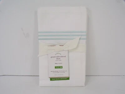 Pottery Barn Grand Bordado Rayas Seagreen King Sham #7254 Foto 1 de 4