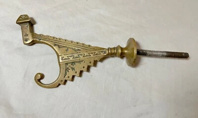 antique ornate bronze Aesthetic Eastlake wall hook coat hat rack hardware brass - Image 1 of 4