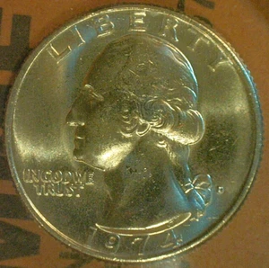 FALL & WINTER  SALE--UNITED STATES RAW 1974 'D' WASH. PROOF -LIKE .25c KM#164a - Picture 1 of 3