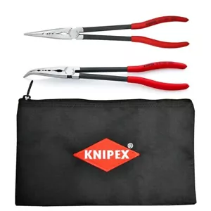 Knipex 11" Extra Long Nose Pliers Set Straight and Angled w Pouch 9K0080128US - Picture 1 of 5