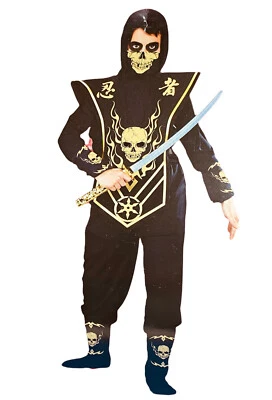 Disfraz de Juego de Vestir Calavera Señor Ninja Dorado Niños Talla 6 Vestir Pequeño Mundo Divertido Foto 1 de 4