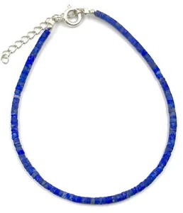 Original Lapislazuli Perlen natürliche Farbe 925 Silber verstellbares Armband US-VERKÄUFER - Bild 1 von 7