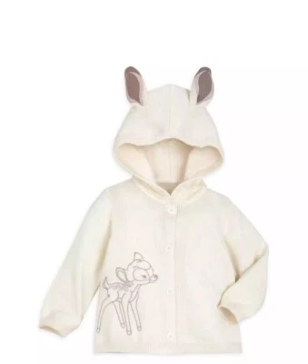 全新带标签 Disney Baby Bambi 婴儿连帽毛衣 18-24 个月 — 第 1/4 张图片