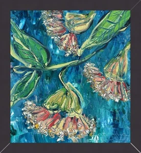 Framed Eucalyptus Texture Original Painting – Botanical Beauty for Cozy Interior - Picture 1 of 22