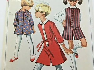 Simplicity Sewing Pattern 7280 Vintage 60s Dress Jumper Pantdress Girls Sz 6 UC - Picture 1 of 11