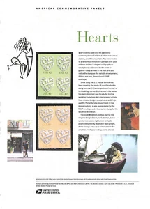 USPS COMMEMORATIVE PANEL #816 HEARTS MNH 42c & 59c BLKS - Picture 1 of 1