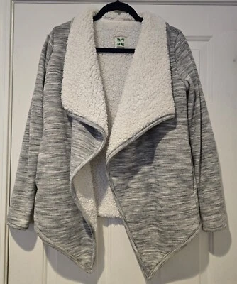 Cárdigan forrado Sherpa gris jaspeado Green Tea talla M Foto 1 de 4