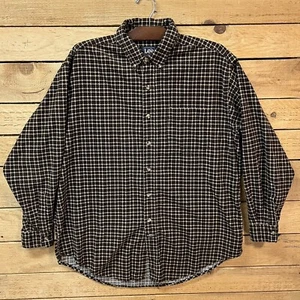 Vintage Lee kariertes Flanell Button Down Hemd braun weinrot L Langarm - Bild 1 von 11