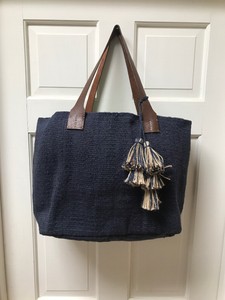 navy suede tote bolsa