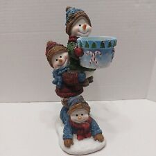 vintage home interiors stacking snowman candle holder 10 inches