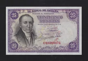 Spain 25 PESETAS 1946 P-130 AU-UNC - Picture 1 of 2