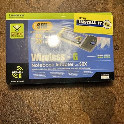 Wireless-G Notebook Adapter w/ Speed & Range Boost 2.4 GHz Linksys WPC54GX NEW - Image 1 of 4