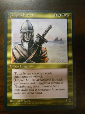 MTG Magic The Gathering Legends Italian Jacques Le Vert  Excel - NM Slight Bend - Image 1 of 3