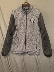 NFL LAS VEGAS OAKLAND RAIDERS Gray Black Fleece Jacket MEN XL Full Zip Sewn Logo - Picture 1 of 4