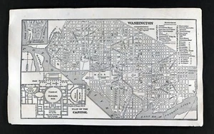 1855 Charles Savage Map Washington DC US Capitol Building Plan Smithsonian City - Picture 1 of 3