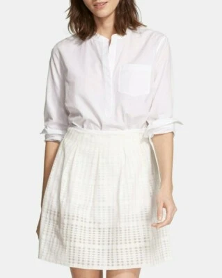 Vince Camuto Womens Mixed Media Sheer Back Long Sleeve Blouse Top White Size L - Imagem 1 de 3