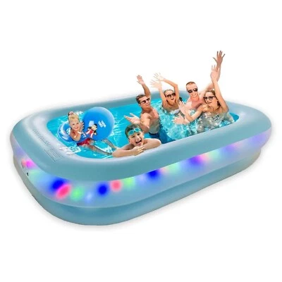 PARTYBLAST Inflatable Pool with Lights 79''x59''x20'' - Image 1 of 2