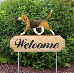 Beagle Welcome Sign Outdoor Wood Sign Tri - Picture 1 of 1