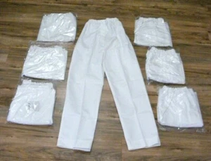 6 Nurse SCRUB PANTS,womans 14 Long, white hospital bottoms, 34"inseam,tall,large - Picture 1 of 12