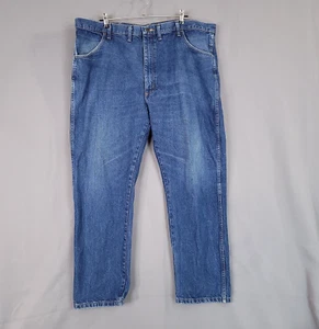 Pantalones de trabajo Rustler de mezclilla para hombre tiro alto rectos calce regular azul talla 44 x 30 - Imagen 1 de 11