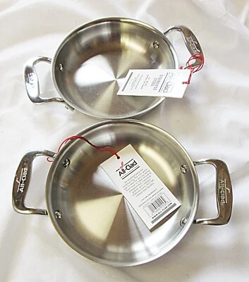 Two All-Clad 6 inch Stainless Steel Round Gratin Dish Baker Specialty Cookware