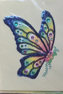PAPYRUS EDELSTEIN PAILLETTEN SCHMETTERLING & BLUMEN LEER INNENKARTE - Bild 1 von 3