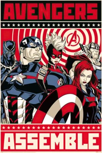 Avengers Assemble - Pop-Art Poster (Captain America & Friends) (Size: 24" x 36") - Picture 1 of 6