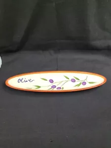 Crate & Barrel Porcelain Olive Boat Tray Appetizers Cheese Crackers 16 1/4" x 4" - Picture 1 of 8