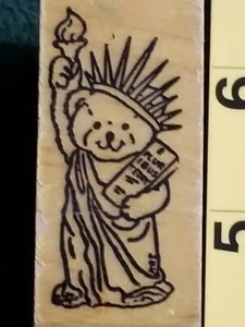 Vintage Liberty Bear Wood Mounted Rubber Stamp #2111 RARE Inkadinkado 1986 Teddy - Bild 1 von 10