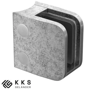 Glashalter Glasklemme 52 x 52 mm Klemmhalter für Rohr  Ø42,4 mm Zink Roh - Bild 1 von 3