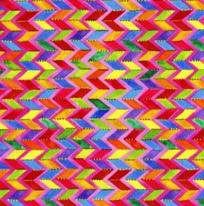 TELA DE COSER Localinda Fiesta Colorida Chevron Zig Zags Edredón TEXTILES EN BLANCO - Imagen 1 de 1