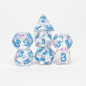 Blue Pink Glitter 7 Dice Set RPG DnD Dungeons Dragons Pathfinder d20 AD&D D&D - Picture 1 of 5