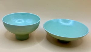 Two Studio Pottery Bowls With Celadon Glaze, Unknown Maker's Mark - Picture 1 of 14