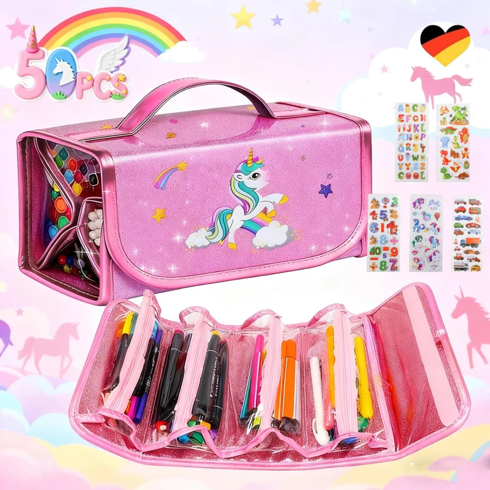 MARKENLOS Federmäppchen Inhalt Schulmäppchen Etui FEDERMAPPE UNICORN Madchen Geschenk DHL