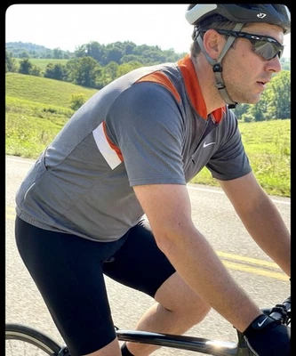 Nike Fit Dry Gray Orange White 104912 3/4 Zip Cycling Jersey Sport Shirt Top XL - Image 1 of 4