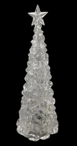 LED Lighted Color Changing Acrylic Christmas Tree, 12” Tall Battery Operated - Picture 1 of 9