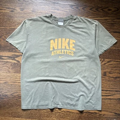 Camisa De Colección Y2K Nike Atletismo Gris/Verde/Beige XL 2000s Essentials Basic Swoosh Foto 1 de 4