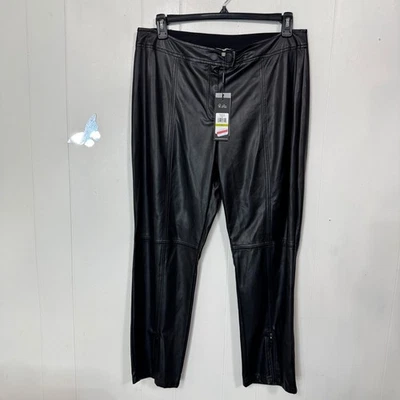 Karl Lagerfeld Paris Faux Leather Pants Black Zipper Ankle Size 14 - Image 1 of 4